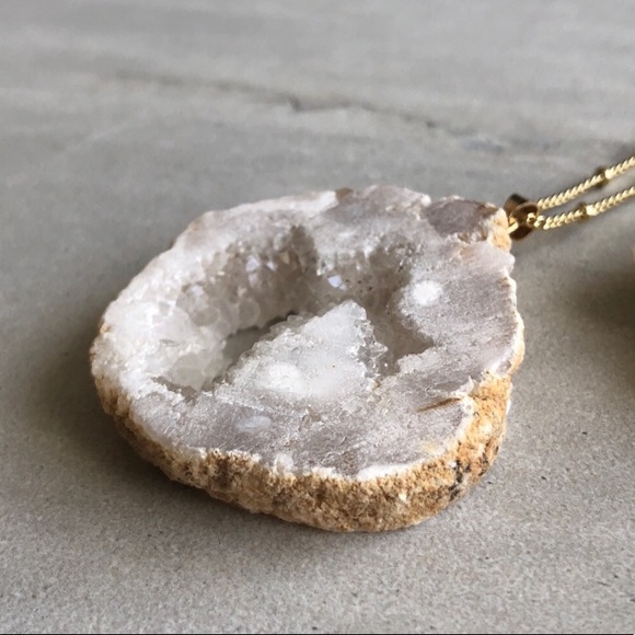 Geode Slice 14k Gold Boho Necklace - Picture 6 of 8